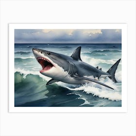 Giant White Shark Art Print