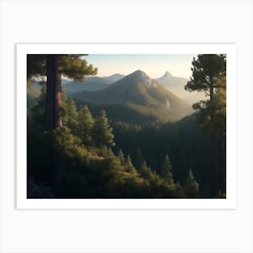 Hilly Landscape Blanketed With Deciduous Pine Forest Art Print