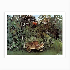 The Hungry Lion Throws Itself On The Antelope, Henri Rousseau Art Print