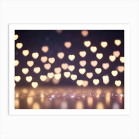 A Blurred Background Of Heart Shaped Lights, Creating A Romantic And Festive Atmosphere, Perfect For A Valentine S Day Or Love Themed Design Art Print