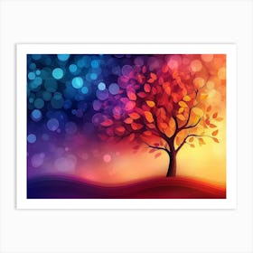 Elegant Colorful Tree with Vibrant Leaves Hanging Branches 20 Art Print