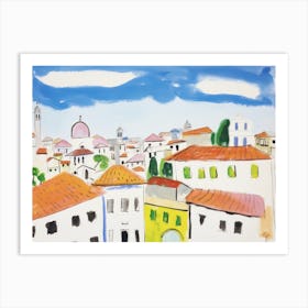 Vicenza Italy Cute Watercolour Illustration 1 Art Print