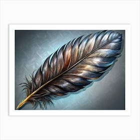 Watercolor Painting Of A Black Feather Art Print