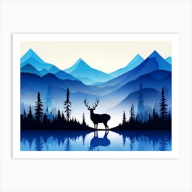 Deer In The Mountains Art Print