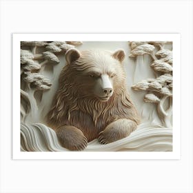 Exquisite 3d Bear Relief Art Creating Elegant And Sophisticated Design 1 Art Print