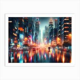 Cityscape At Night 1 Art Print