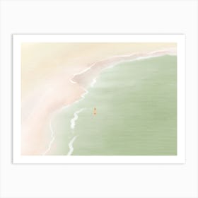 Swimming On The Beach Art Print