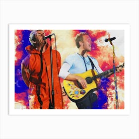 Smudge Of Liam Gallagher And Chris Martin In Concert Art Print