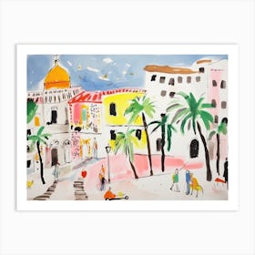 Catania Italy Cute Watercolour Illustration 3 Art Print