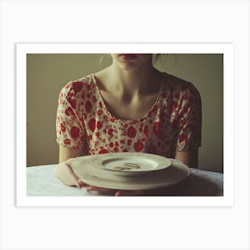 Portrait Of A Girl Holding A Plate Art Print