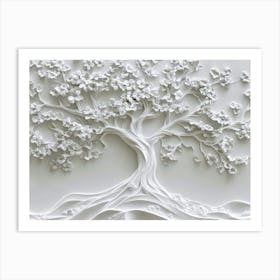 3d Relief White Tree 4 Art Print