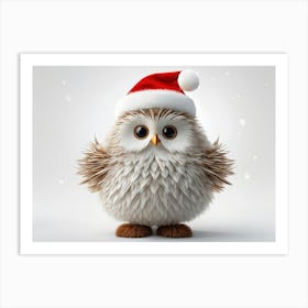 Bubo A Fluffy Winter Stylized Illustration As A Decorative Object For December Donned In A Festive (5) Art Print