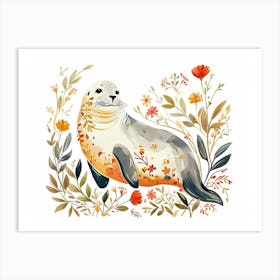Little Floral Elephant Seal 1 Art Print