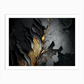 Dark and Gold Elegant Abstract Art Print