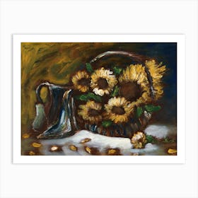 Basket Of Sunflowers - still life Anton Maliar classic Art Print