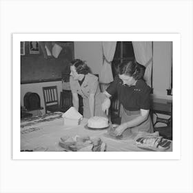 Wife Of Jaycee Member Cutting Cake At Buffet Supper At The High School, Eufaula, Oklahoma, See General Capti Art Print