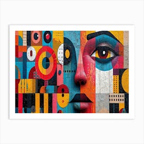 Colorful Chronicles: Abstract Narratives of History and Resilience. Colorful Face Painting 1 Art Print