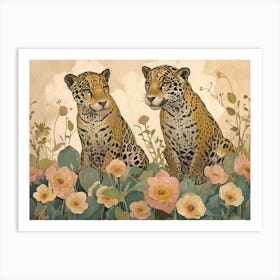 Floral Animal Illustration Jaguar 1 Art Print