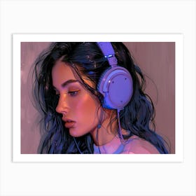 Girl Listening To Music 3 Art Print