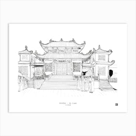 Pagoda Dilinh Vietnam Cultural Architecture Pen Ink Drawing Art Print