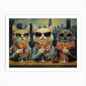 Cats At The Rooftop Bar 5 Art Print