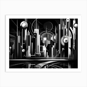 Metropolis Abstract Black And White 2 Art Print