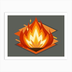 Abstract Geometric Fire Icon Art Print