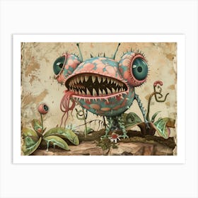 Alien monster carnivorous plant vintage illustration Art Print
