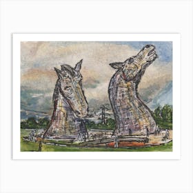 Kelpies, Scotland 26th July 2024 Art Print