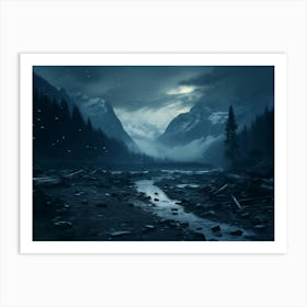 Dark Mountain Landscape Art Print
