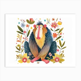 Little Floral Mandrill 4 Art Print