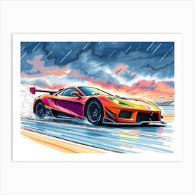 Racing Car On The Track Art Print