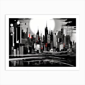 Cityscape Abstract Black And White 1 Art Print