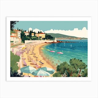 Beach Landscape, Nice, French Riviera, Provence-Alpes-Cote d'Azur, France' Photographic Print on Canvas East Urban Home Size: 24 H x 72 W x 1.5 D
