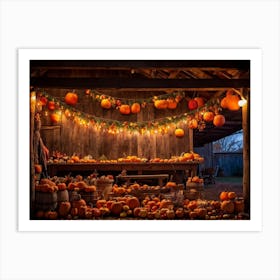 A Traditional Rural Barn Decked Out For An October Thanksgiving Festival Nostalgic Wooden Beams Glo (1) 2 1 Art Print