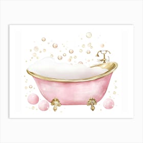 Pink Bath Tub Art Print