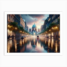 Wet City Street Art Print