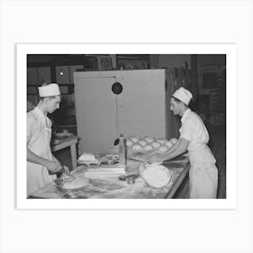 Cutting, Weighing And Shaping Dough Into Loaves, Bakery, San Angelo, Texas By Russell Lee Art Print