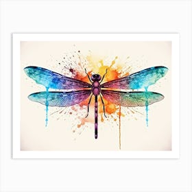 Dragonfly Watercolour Splash  Art Print