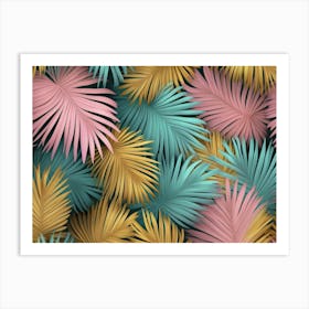 Tropical Colorful Textured Palm Leaves Art Print