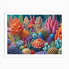 Vibrant Underwater Coral Reef Scene Art Print