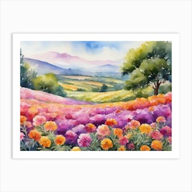 Watercolor Of Flowers 2 Art Print