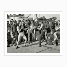 Men Boxing On Navy Ship Art Print