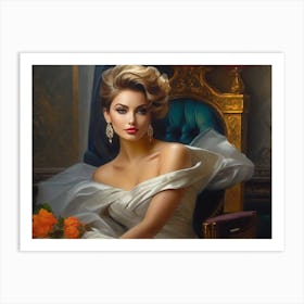 Woman In A White Dress 2 Art Print