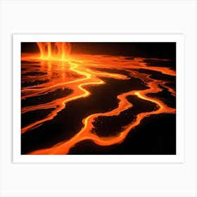 A Close Up Shot Of Molten Lava Flowing On A Black Surface, Creating A Dramatic And Powerful Image Of Nature S Raw Energy Art Print