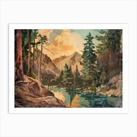 Retro Woods Illustration 3 Art Print