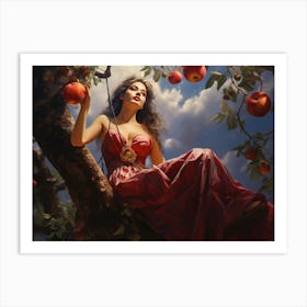 Upscaled Painting Of Woman Sitting On An Apple Tree In The Style O Cb1d9f41 3a7b 4a79 8531 Abb8a8886d06 Art Print