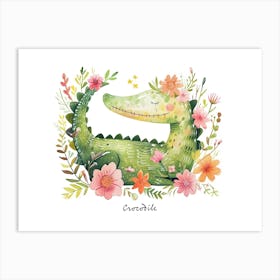 Little Floral Crocodile 2 Poster Art Print