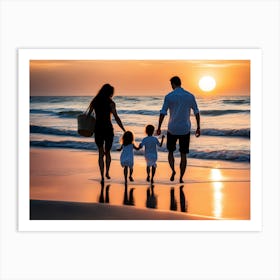 Family At Beach 2 Art Print