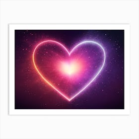 A Colorful Glowing Heart On A Dark Background Horizontal Composition 12 Art Print